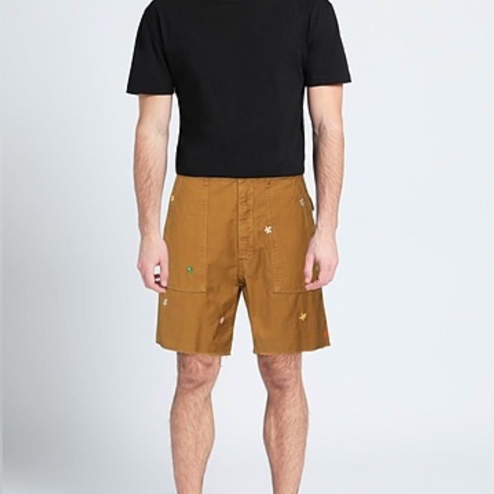 P’S President’s Men's Tan Shorts with Embroidered Details
